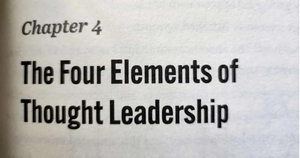 The printed opening page of Chapter 4, "The Four Elements of Thought Leadership," in The Thought Leadership Handbook